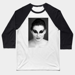 Girl with Black Swan style makeup on eyes. Baseball T-Shirt